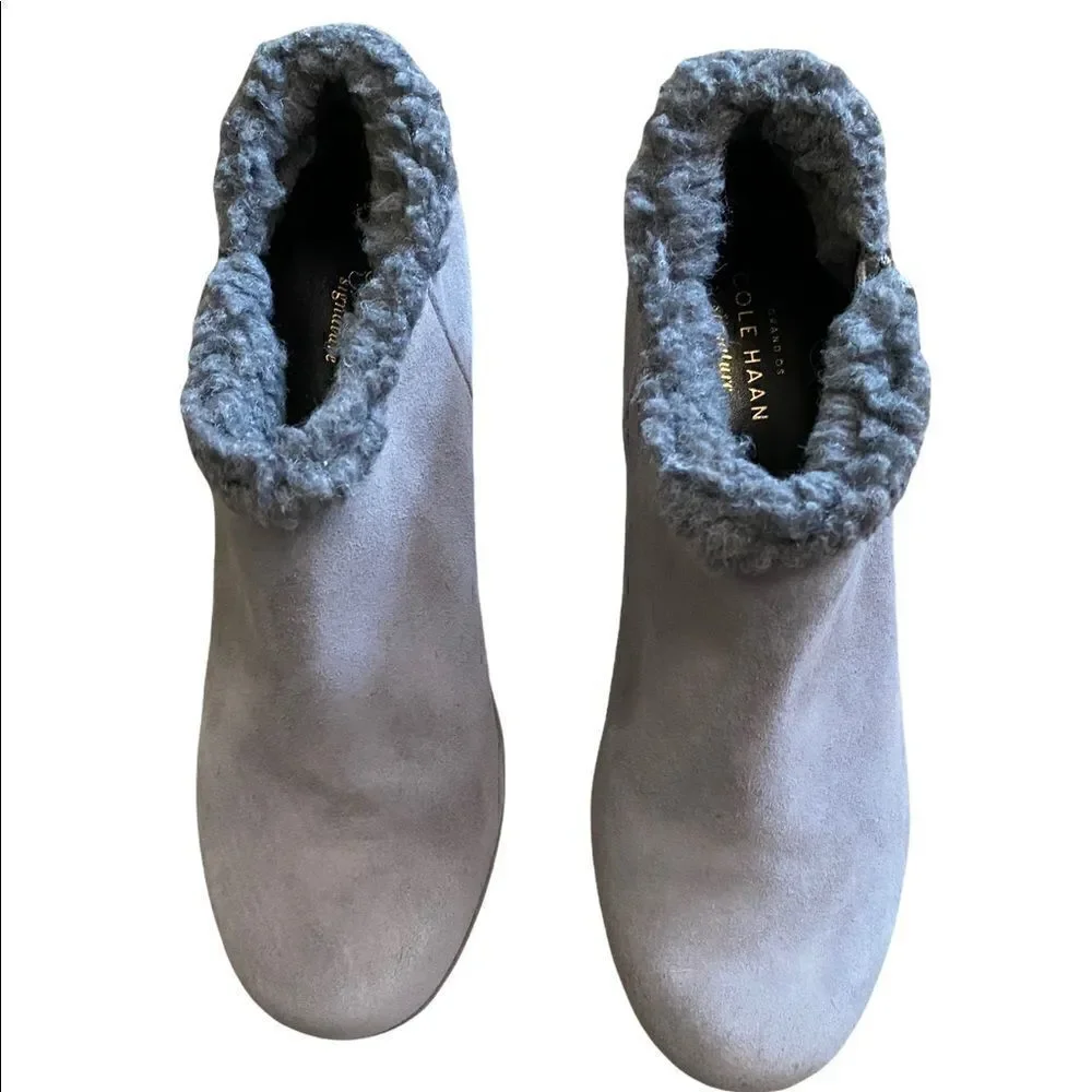 Cole Haan | Gray Callie Shearling Suede Side Zip Fur Waterproof Rain Boot | 5B